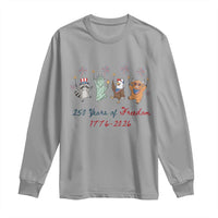 250 Years Of Freedom Long Sleeve Shirt Patriotic Doodle America Raccoon Goose Highland Cow 4th of July