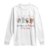 250 Years Of Freedom Long Sleeve Shirt Patriotic Doodle America Raccoon Goose Highland Cow 4th of July