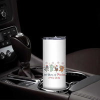 250 Years Of Freedom Skinny Tumbler Patriotic Doodle America Raccoon Goose Highland Cow 4th of July