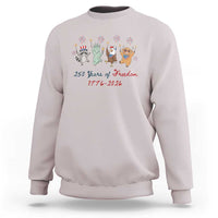 250 Years Of Freedom Sweatshirt Patriotic Doodle America Raccoon Goose Highland Cow 4th of July
