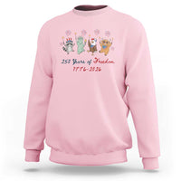 250 Years Of Freedom Sweatshirt Patriotic Doodle America Raccoon Goose Highland Cow 4th of July