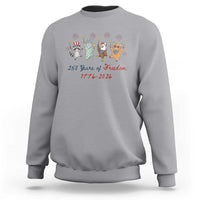 250 Years Of Freedom Sweatshirt Patriotic Doodle America Raccoon Goose Highland Cow 4th of July