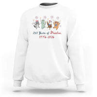 250 Years Of Freedom Sweatshirt Patriotic Doodle America Raccoon Goose Highland Cow 4th of July