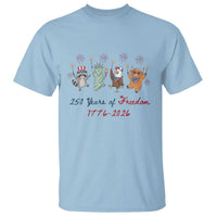 250 Years Of Freedom T Shirt Patriotic Doodle America Raccoon Goose Highland Cow 4th of July