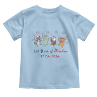 250 Years Of Freedom Toddler T Shirt Patriotic Doodle America Raccoon Goose Highland Cow 4th of July