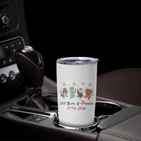 250 Years Of Freedom Tumbler Cup Patriotic Doodle America Raccoon Goose Highland Cow 4th of July
