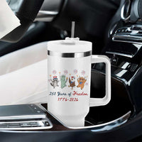 250 Years Of Freedom Tumbler With Handle Patriotic Doodle America Raccoon Goose Highland Cow 4th of July