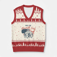Chill The Fourth Out V-Neck Knit Sweater Vest Funny FDT 4th of July