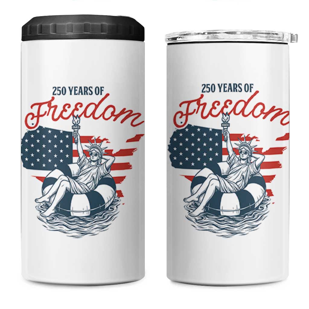 Chill The Fourth Out 4 in 1 Can Cooler Tumbler Funny Statue of Liberty 4th of July
