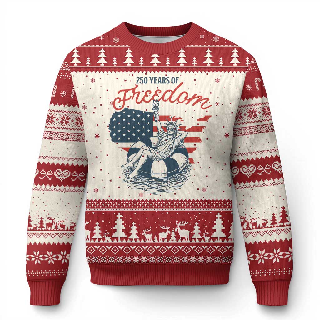Chill The Fourth Out Ugly Christmas Sweater Funny Statue of Liberty 4th of July