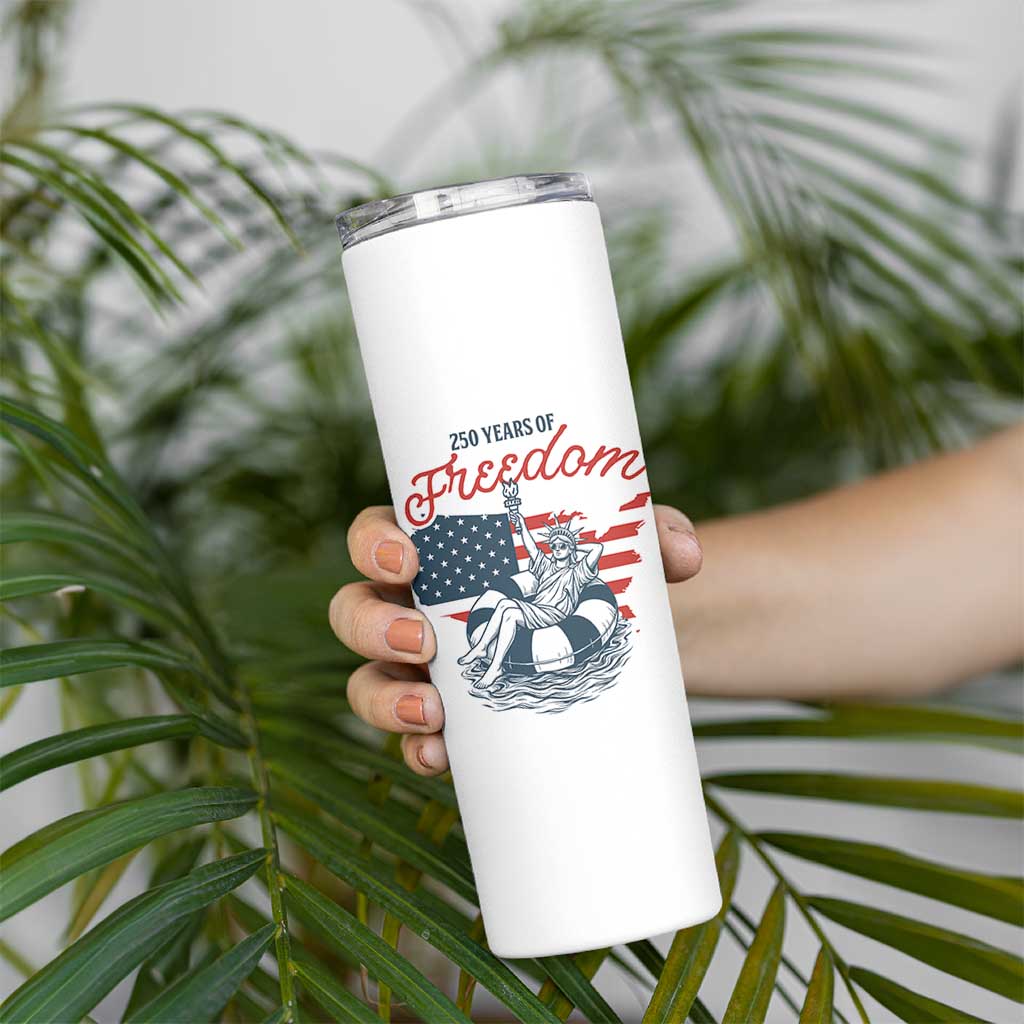 Chill The Fourth Out Skinny Tumbler Funny Statue of Liberty 4th of July