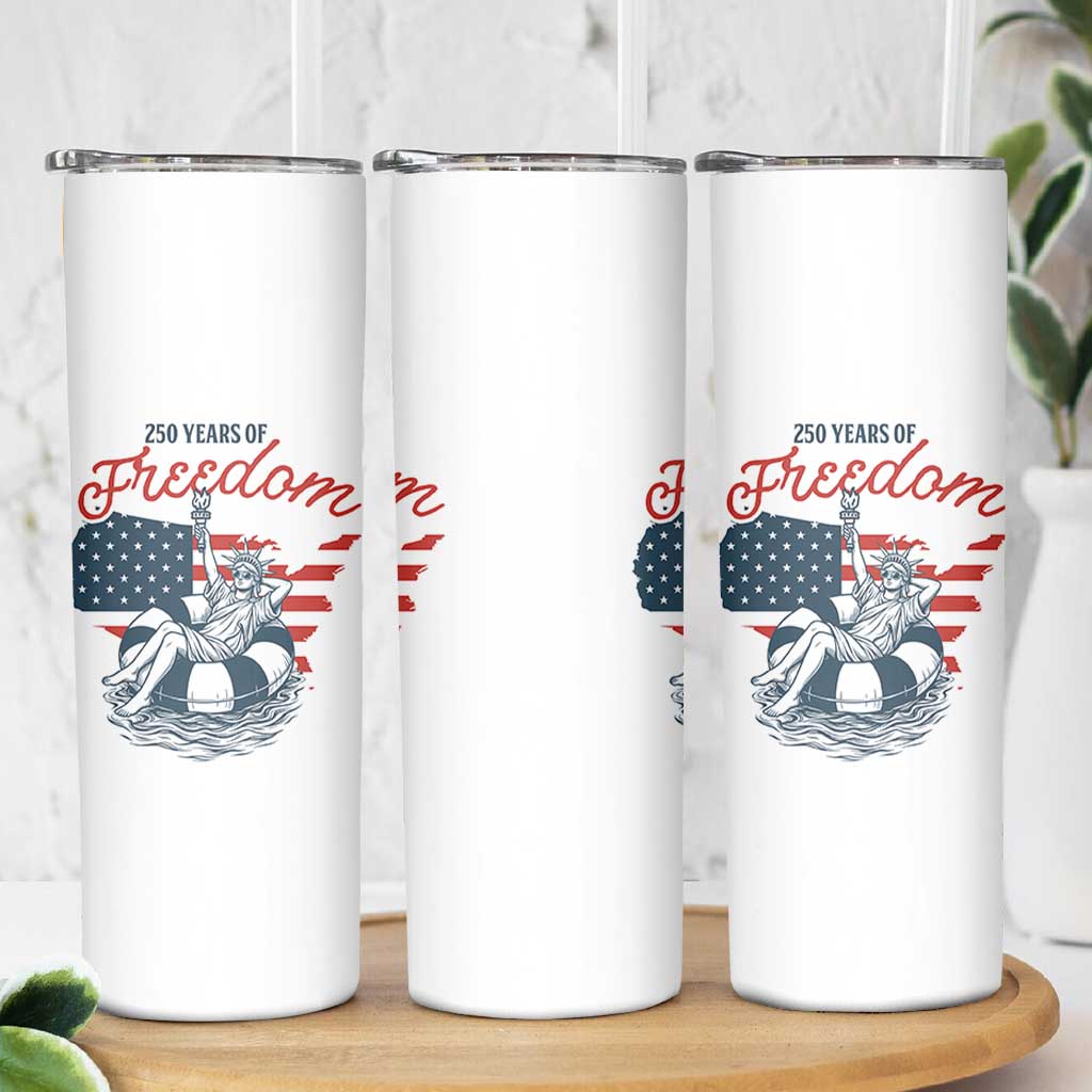 Chill The Fourth Out Skinny Tumbler Funny Statue of Liberty 4th of July