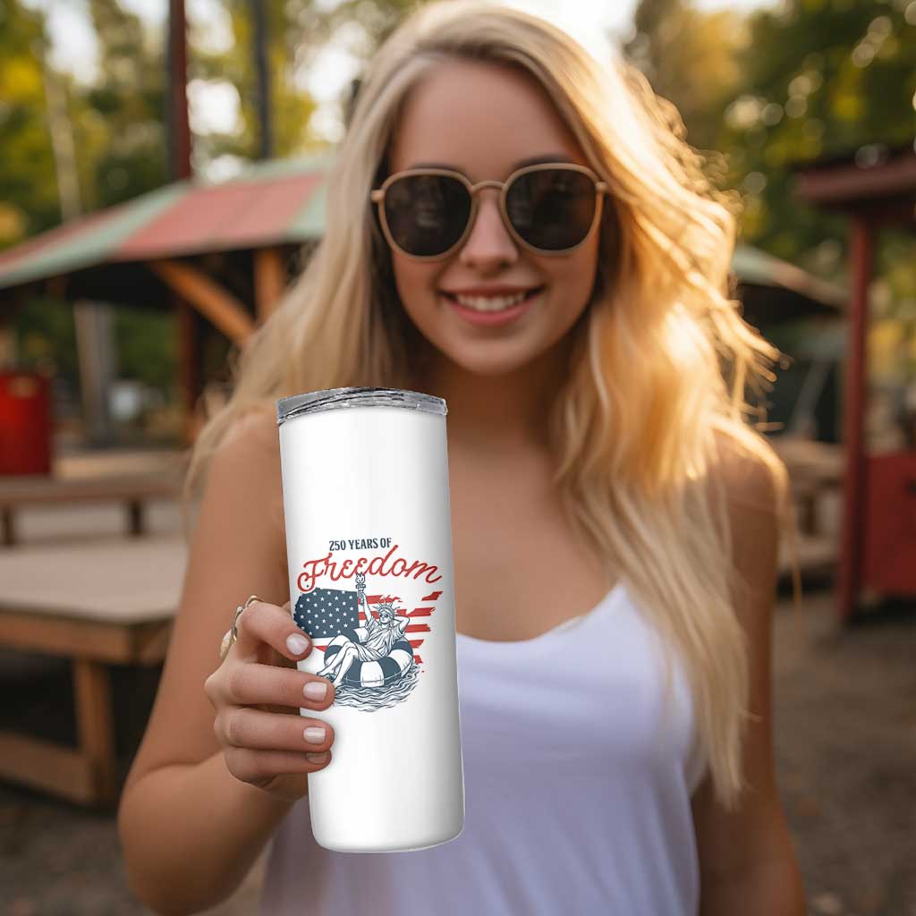 Chill The Fourth Out Skinny Tumbler Funny Statue of Liberty 4th of July