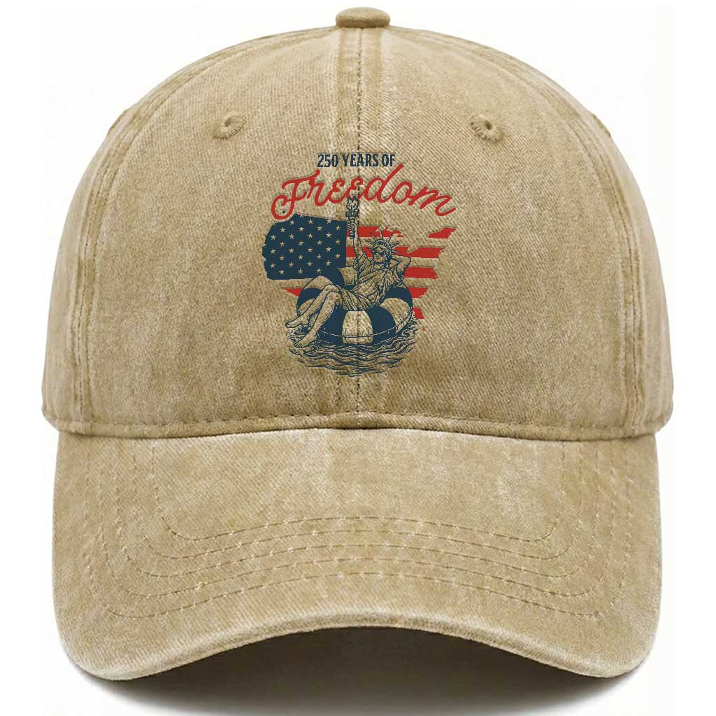 Chill The Fourth Out Washed Cotton Baseball Cap Funny Statue of Liberty 4th of July