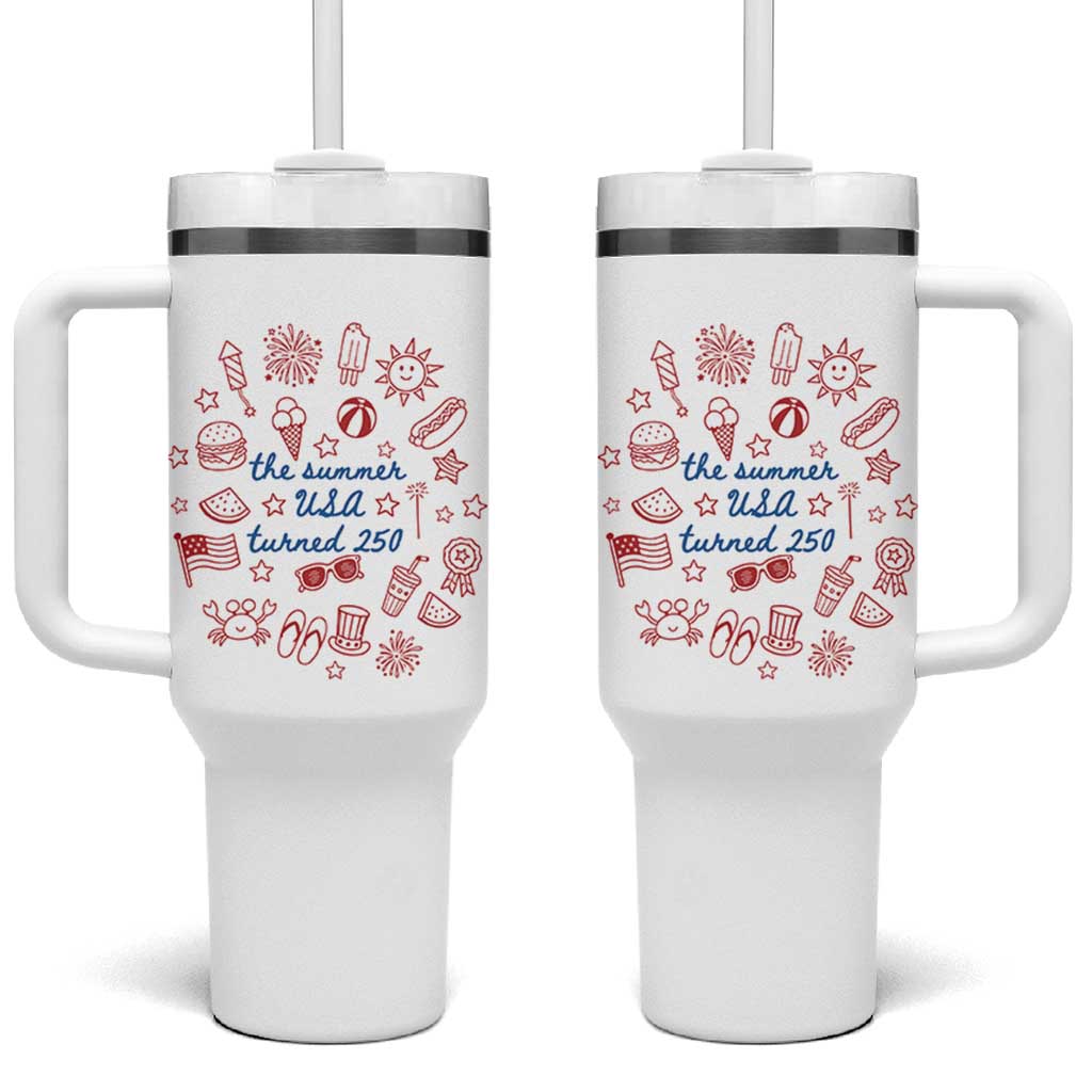 The Summer USA Turned 250 Tumbler With Handle 250 Years America Anniversary 4th of July