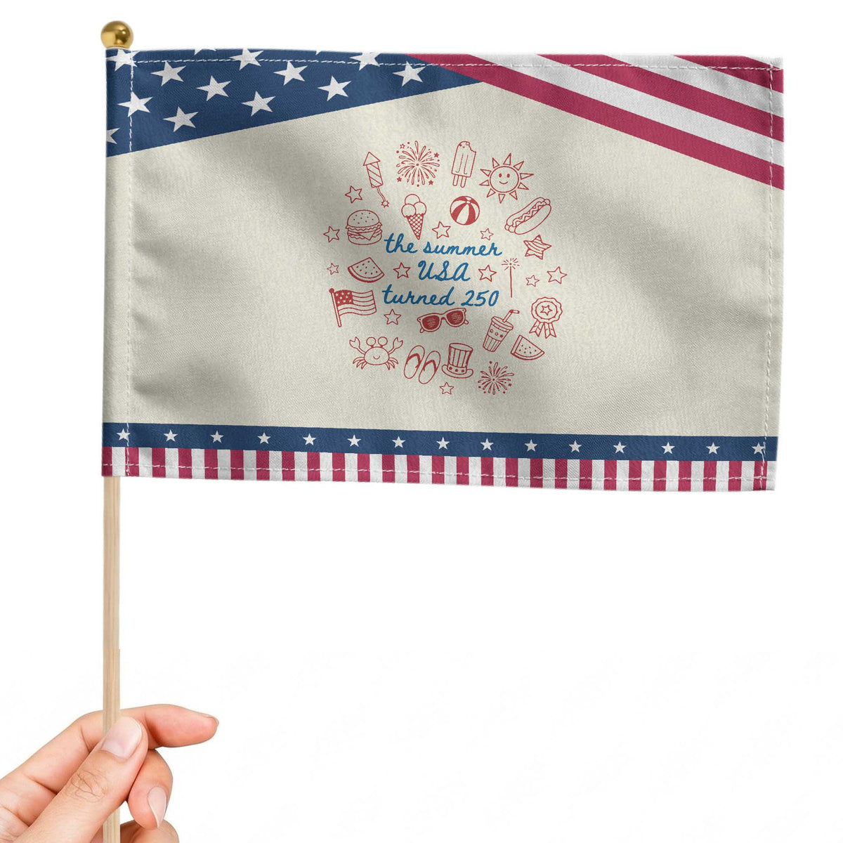 The Summer USA Turned 250 Patriotic Handheld Flag 250 Years America Anniversary 4th of July