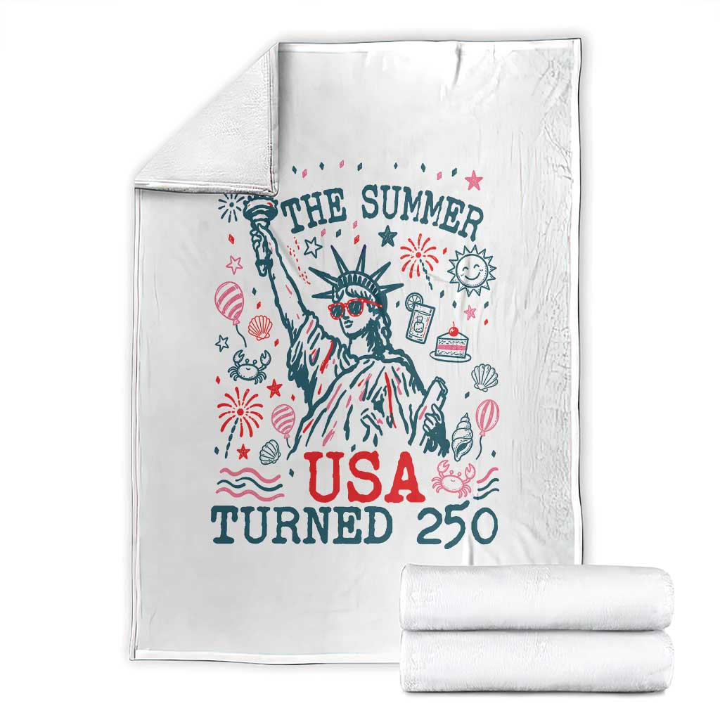 250 Years America Anniversary Statue of Liberty Throw Blanket The Summer USA Turned 250