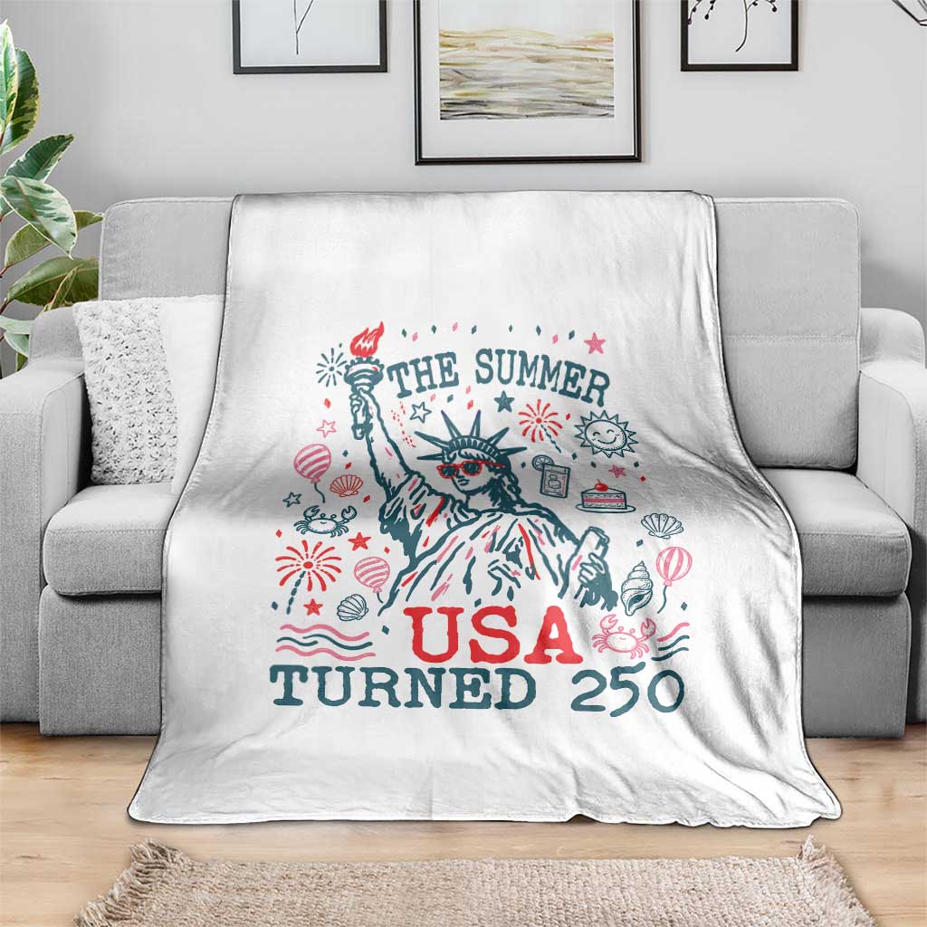 250 Years America Anniversary Statue of Liberty Throw Blanket The Summer USA Turned 250