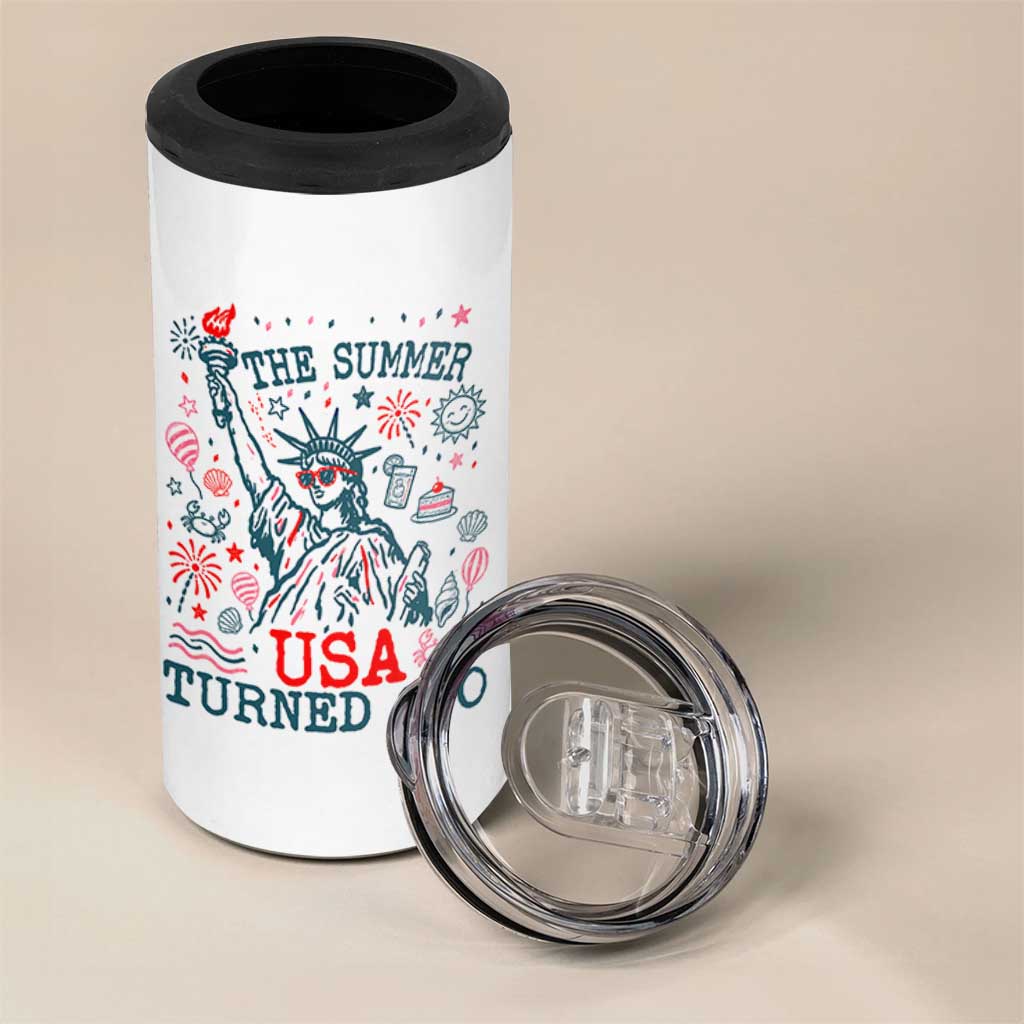 250 Years America Anniversary Statue of Liberty 4 in 1 Can Cooler Tumbler The Summer USA Turned 250