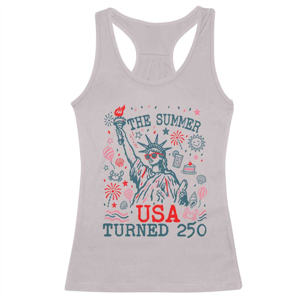 250 Years America Anniversary Statue of Liberty Racerback Tank Top The Summer USA Turned 250