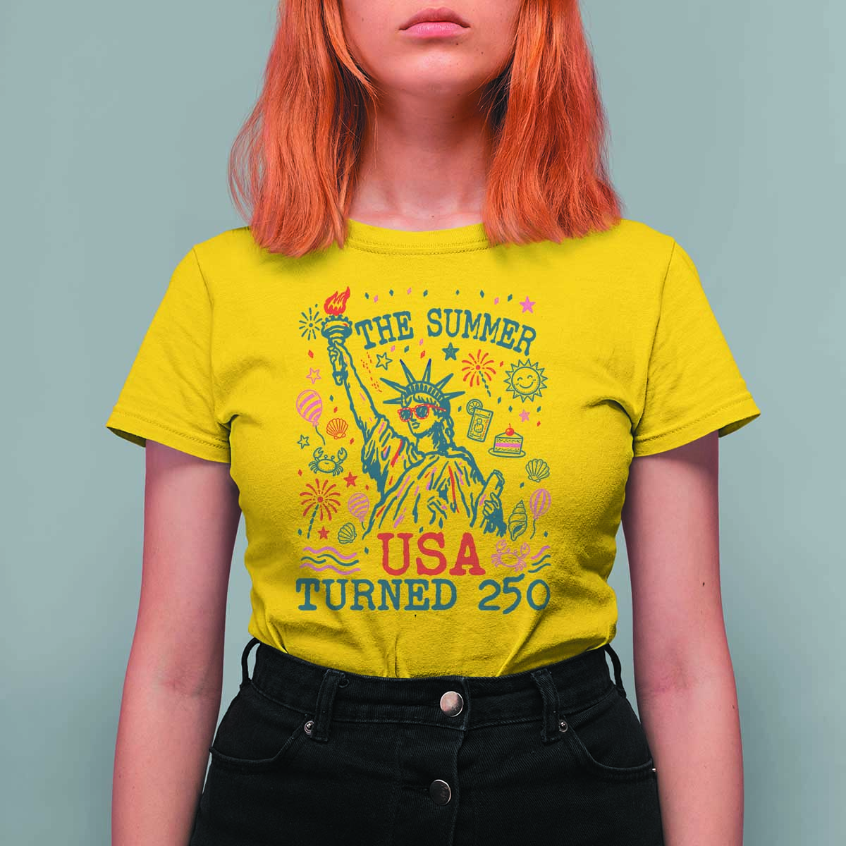 250 Years America Anniversary Statue of Liberty T Shirt For Women The Summer USA Turned 250