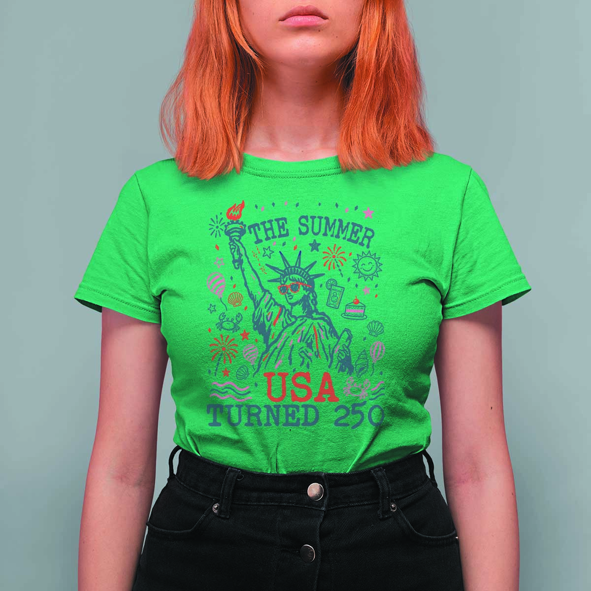 250 Years America Anniversary Statue of Liberty T Shirt For Women The Summer USA Turned 250