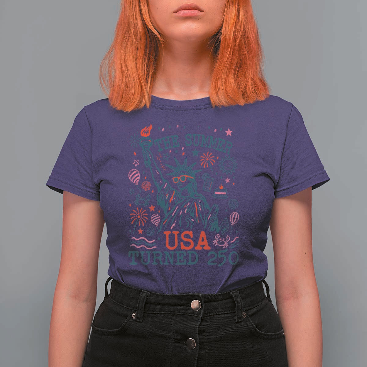 250 Years America Anniversary Statue of Liberty T Shirt For Women The Summer USA Turned 250