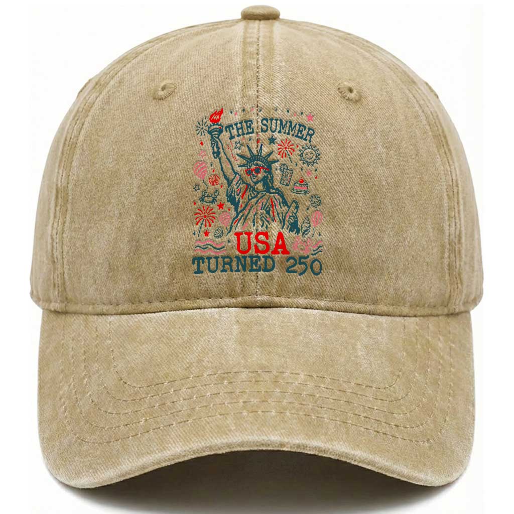250 Years America Anniversary Statue of Liberty Washed Cotton Baseball Cap The Summer USA Turned 250