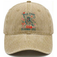 250 Years America Anniversary Statue of Liberty Washed Cotton Baseball Cap The Summer USA Turned 250