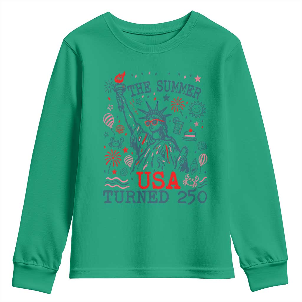 250 Years America Anniversary Statue of Liberty Youth Sweatshirt The Summer USA Turned 250