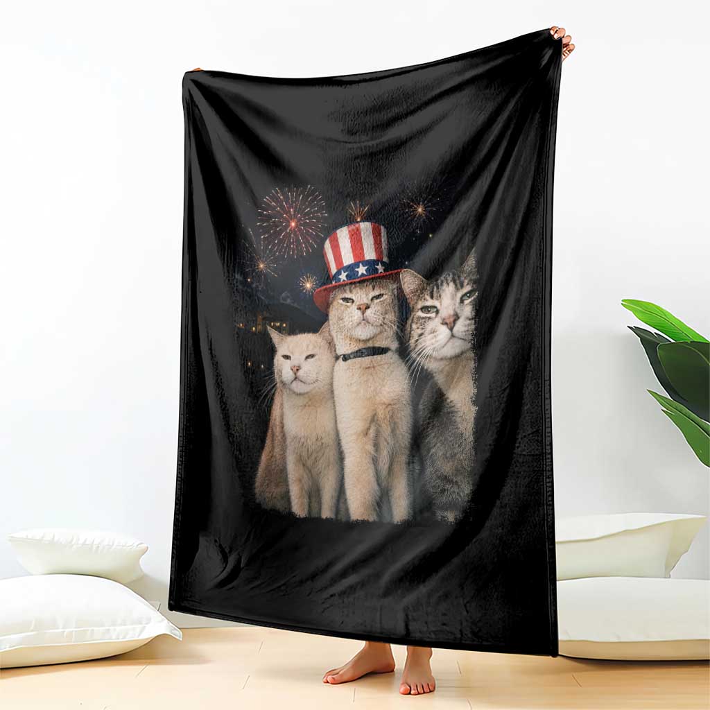 Patriotic Smoking Cat Throw Blanket Funny American Cat Lover 4th of July
