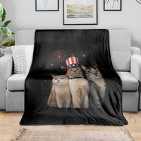 Patriotic Smoking Cat Throw Blanket Funny American Cat Lover 4th of July