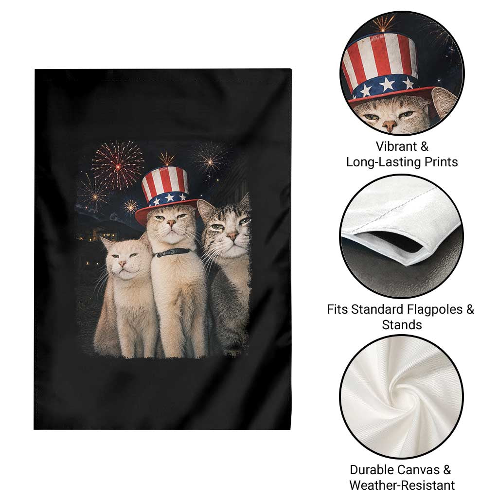 Patriotic Smoking Cat Garden Flag Funny American Cat Lover 4th of July