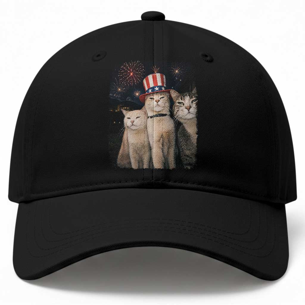 Patriotic Smoking Cat Baseball Cap Funny American Cat Lover 4th of July