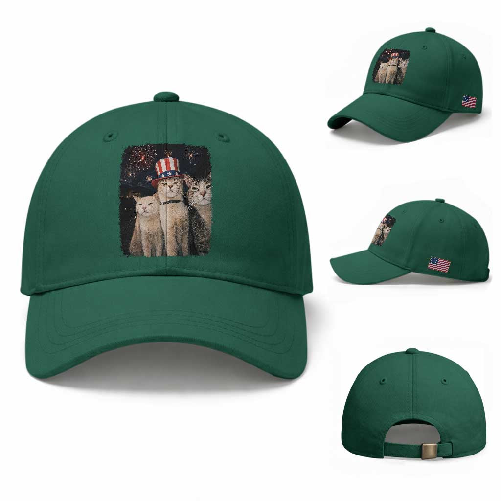 Patriotic Smoking Cat Baseball Cap Funny American Cat Lover 4th of July