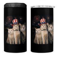 Patriotic Smoking Cat 4 in 1 Can Cooler Tumbler Funny American Cat Lover 4th of July
