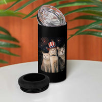 Patriotic Smoking Cat 4 in 1 Can Cooler Tumbler Funny American Cat Lover 4th of July