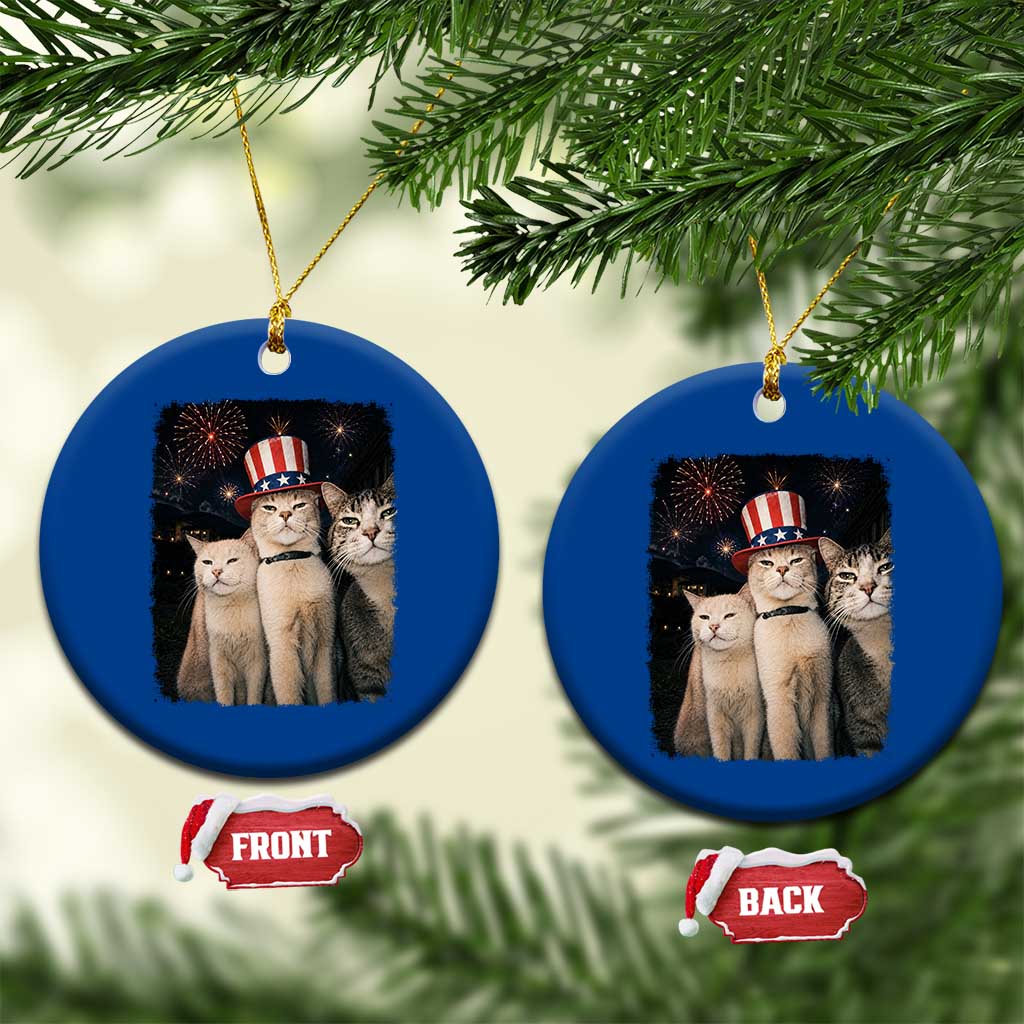 Patriotic Smoking Cat Ceramic Ornament Funny American Cat Lover 4th of July