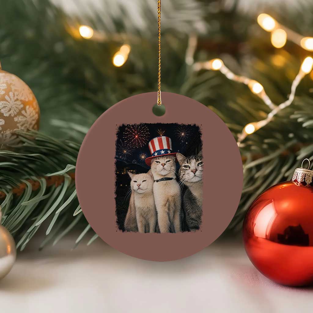 Patriotic Smoking Cat Ceramic Ornament Funny American Cat Lover 4th of July