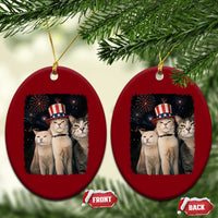 Patriotic Smoking Cat Ceramic Ornament Funny American Cat Lover 4th of July