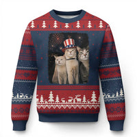 Patriotic Smoking Cat Ugly Christmas Sweater Funny American Cat Lover 4th of July