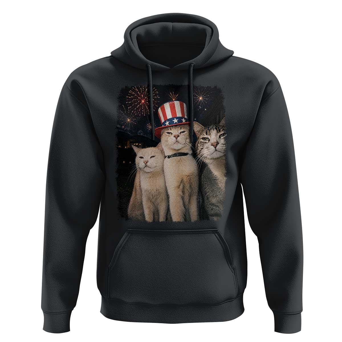 Patriotic Smoking Cat Hoodie Funny American Cat Lover 4th of July