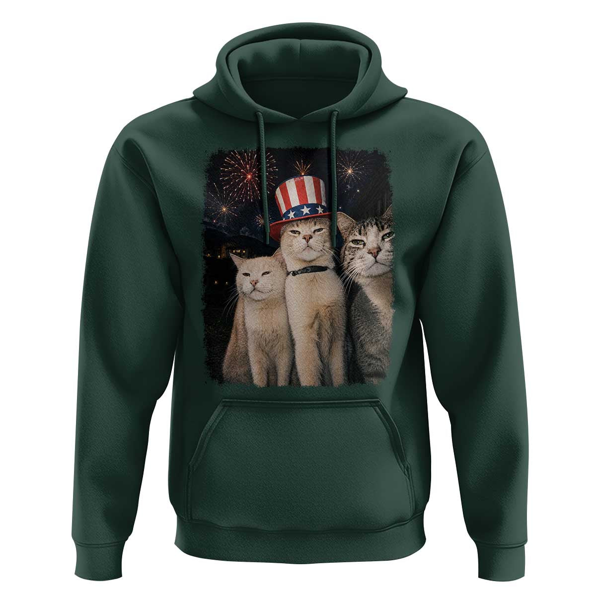 Patriotic Smoking Cat Hoodie Funny American Cat Lover 4th of July