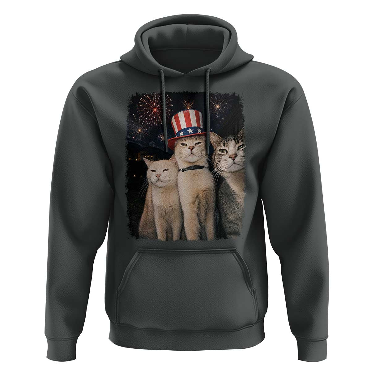 Patriotic Smoking Cat Hoodie Funny American Cat Lover 4th of July