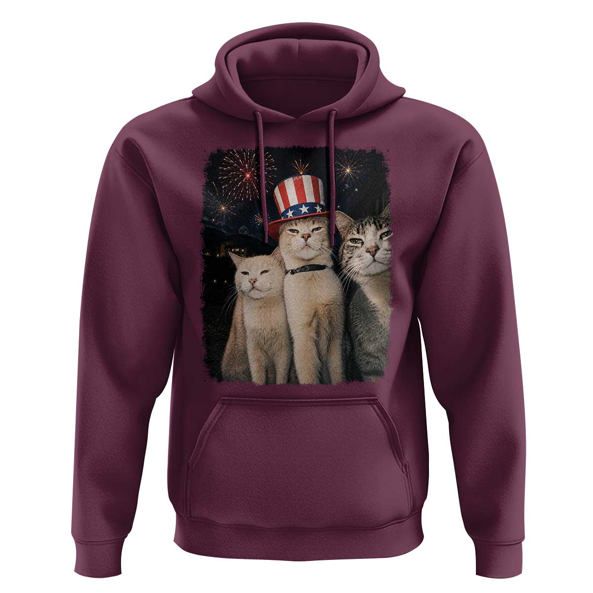 Patriotic Smoking Cat Hoodie Funny American Cat Lover 4th of July