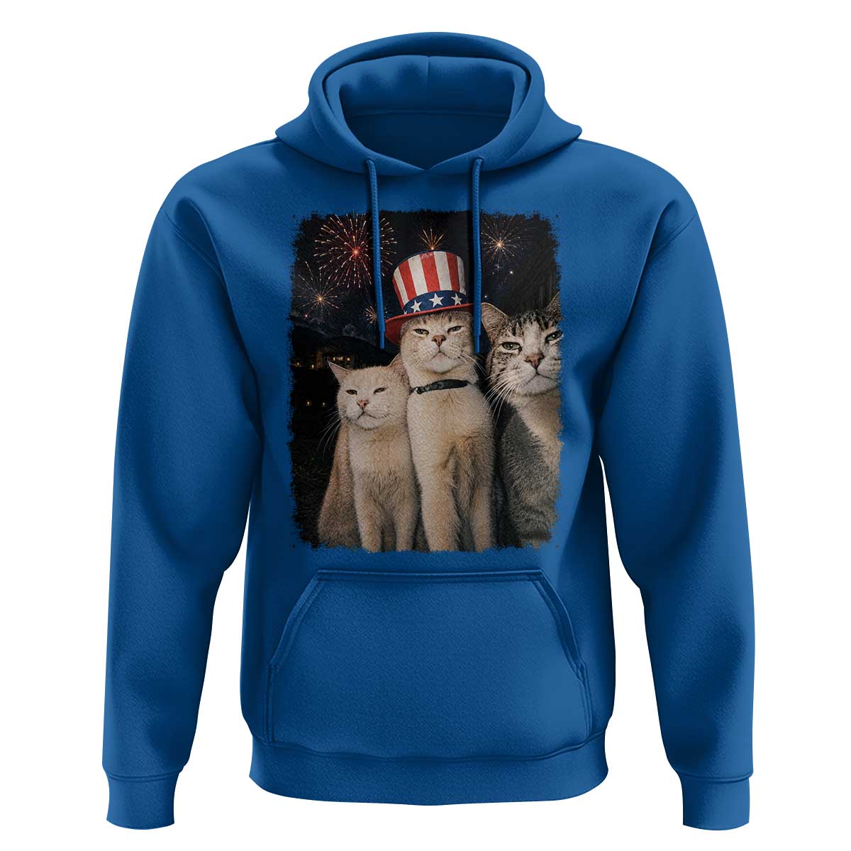 Patriotic Smoking Cat Hoodie Funny American Cat Lover 4th of July