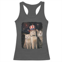 Patriotic Smoking Cat Racerback Tank Top Funny American Cat Lover 4th of July