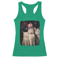 Patriotic Smoking Cat Racerback Tank Top Funny American Cat Lover 4th of July
