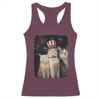Patriotic Smoking Cat Racerback Tank Top Funny American Cat Lover 4th of July