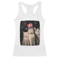 Patriotic Smoking Cat Racerback Tank Top Funny American Cat Lover 4th of July